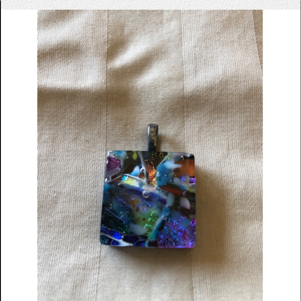 Glass and stone slide necklace Pendant